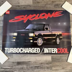 GMC Cyclone Truck Turbocharged / Intercool Signed Poster 35”x 24” - Rare - Read